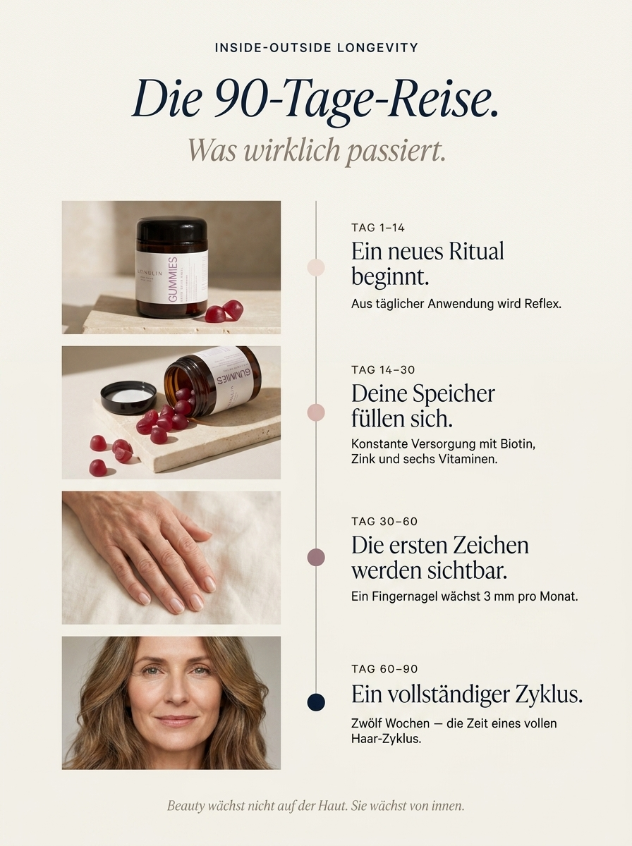 HAIR · SKIN · NAIL GUMMIES <br> Pure Alpine Beauty Komplex – für volleres Haar, festere Nägel, ebenmäßigere Haut.