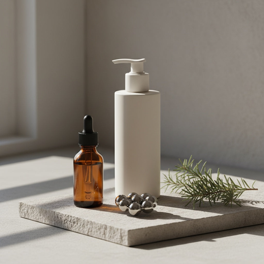 Haar-Ritual mit Shampoo, Haarserum und Dermaroller von Alpinulin